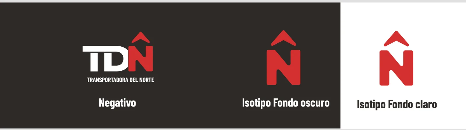 Versión en negativo e isotipos sobre fondo oscuro y claro